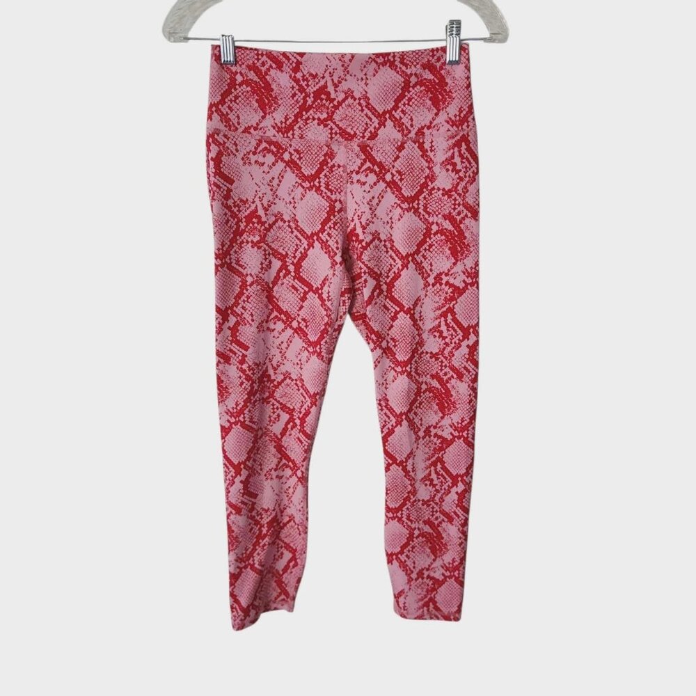 Fabletics High‎ Waist PowerHold 7/8 Leggings Pink Snakeskin Print Small NEW